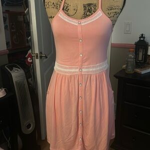 Abercrombie, kids, pink and white trim dress